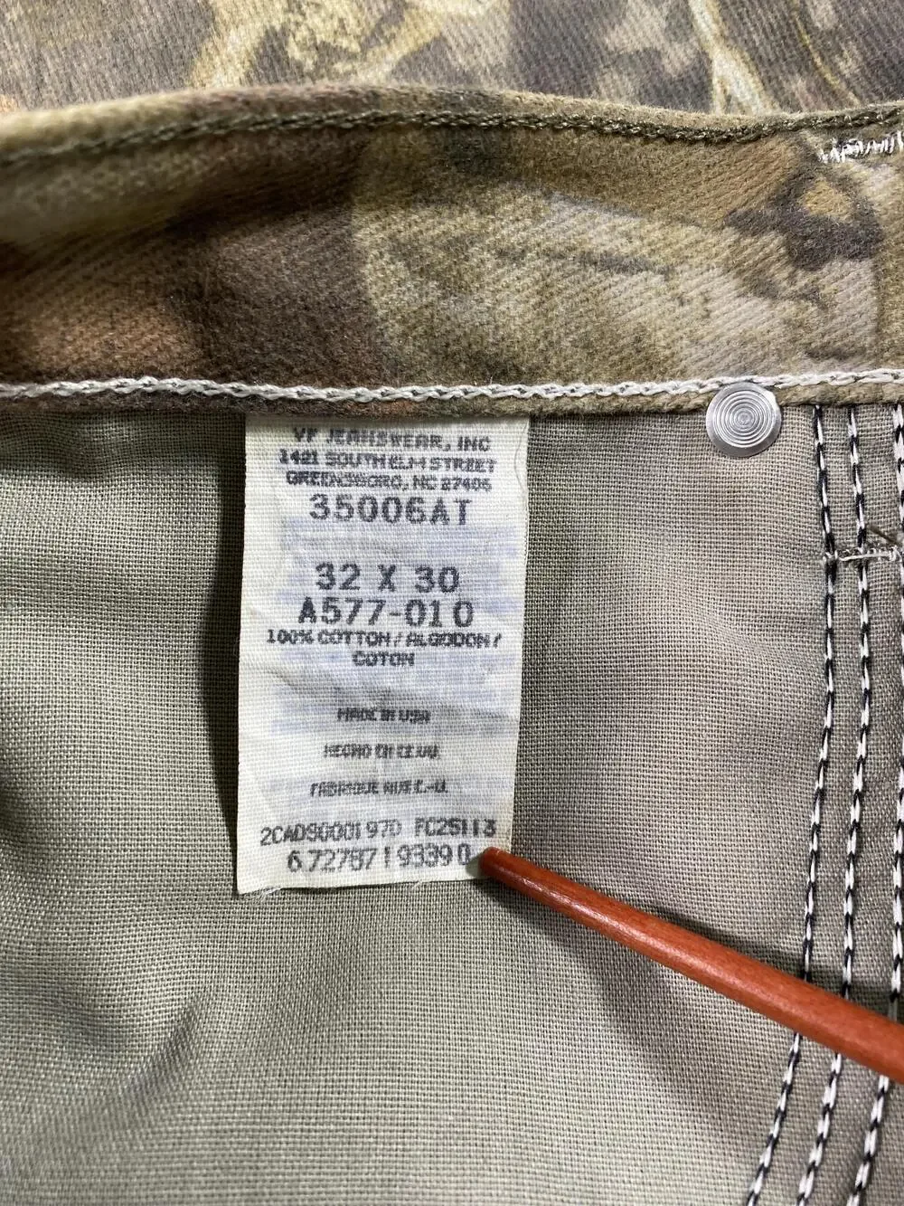 Wrangler Pants Mens 32x30 Brown Advantage Timber Camo 5 Pocket Hunting USA